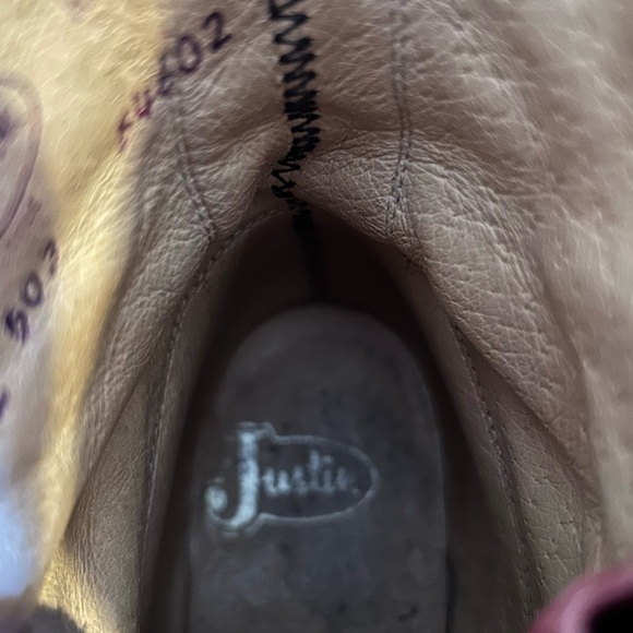 Vintage Justin Roper Cherry Red Leather Lace Up Boots - Picture 10 of 13